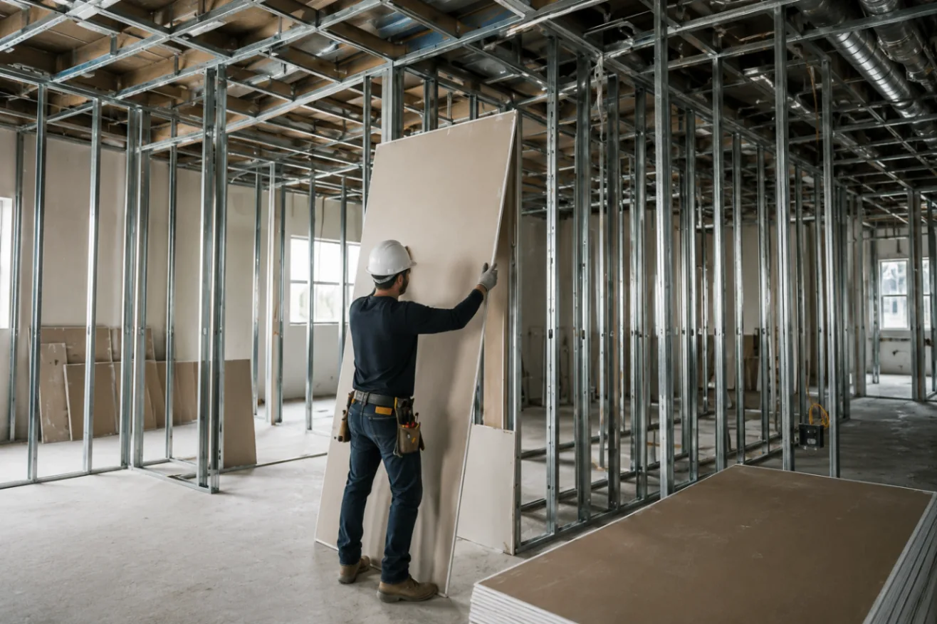 Salon résidentiel haut de gamme à Montréal — pose de gypse et finition impeccable par Construction N. Rodriguez Ltée